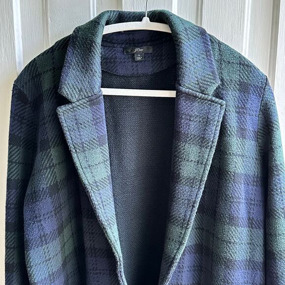 J Crew Sophie Black Watch Plaid Sweater Blazer In Navy Black - Picture 3 of 8